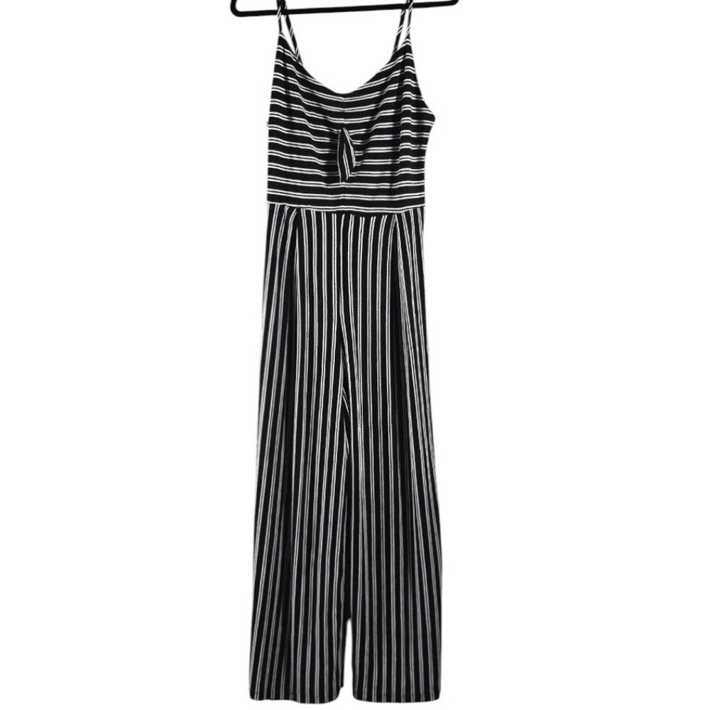Women's Medium Jumpsuit Black White Stipe